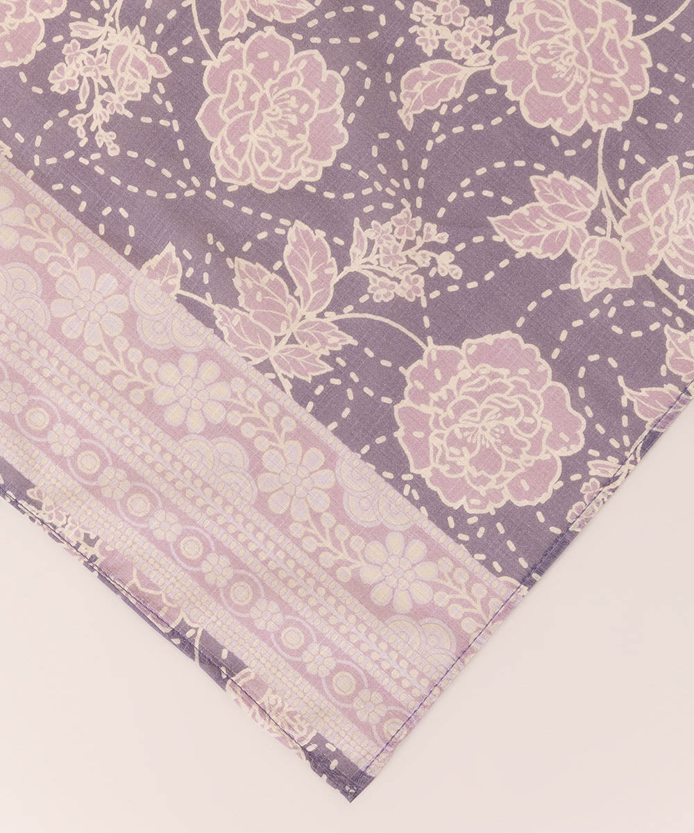 Fine Voile Purple Printed Dupatta