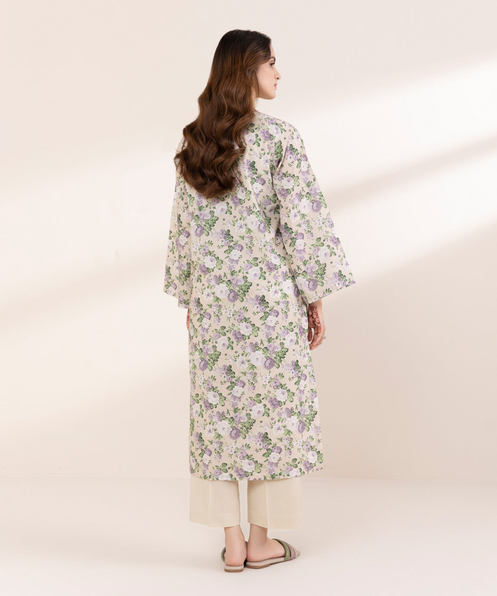 Women's RTW Lawn Purple Printed A-Line Shirt