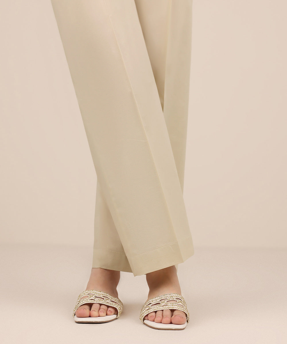Women's RTW Cambric Beige Solid Culottes