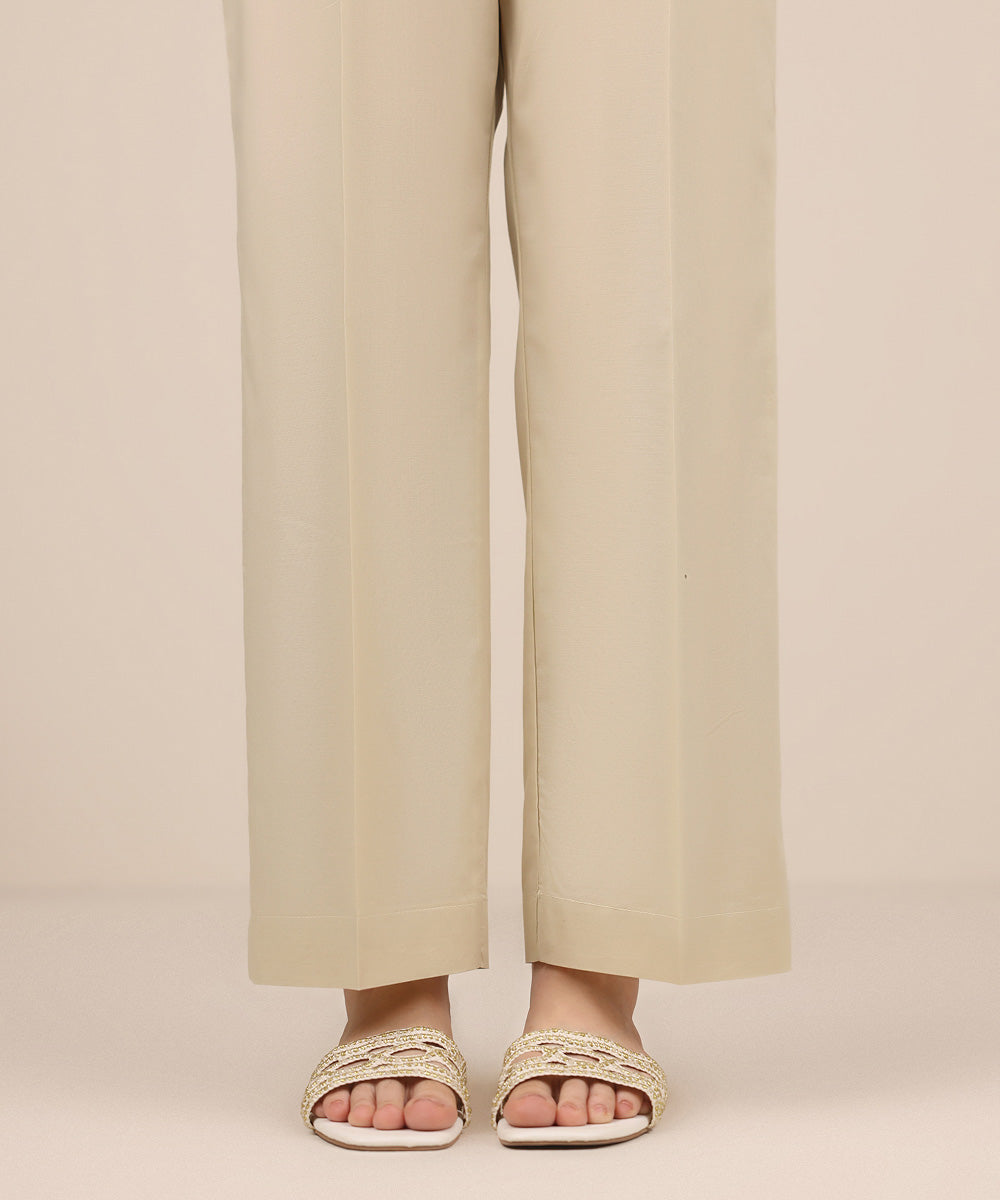 Women's RTW Cambric Beige Solid Culottes