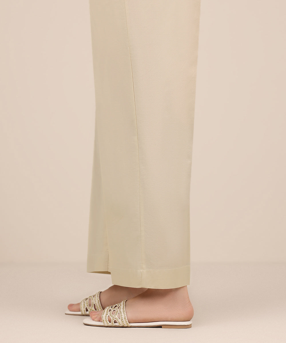 Women's RTW Cambric Beige Solid Culottes