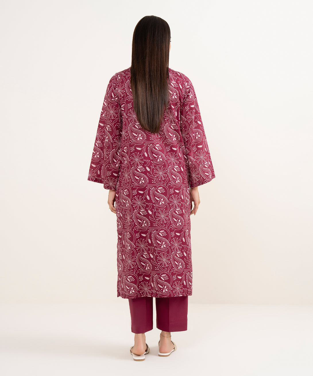 Women's RTW Dobby Red Printed A-Line Shirt
