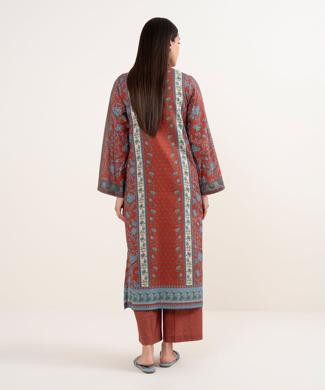 Women's RTW Dobby Brown Printed A-Line Shirt