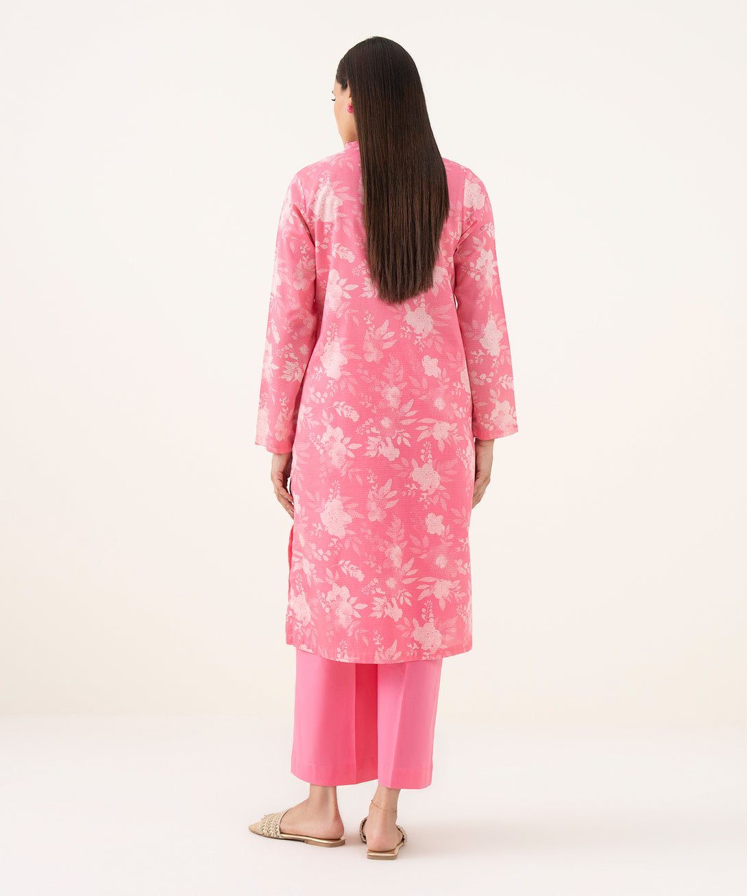 Women's RTW Dobby Pink Printed Straight Shirt
