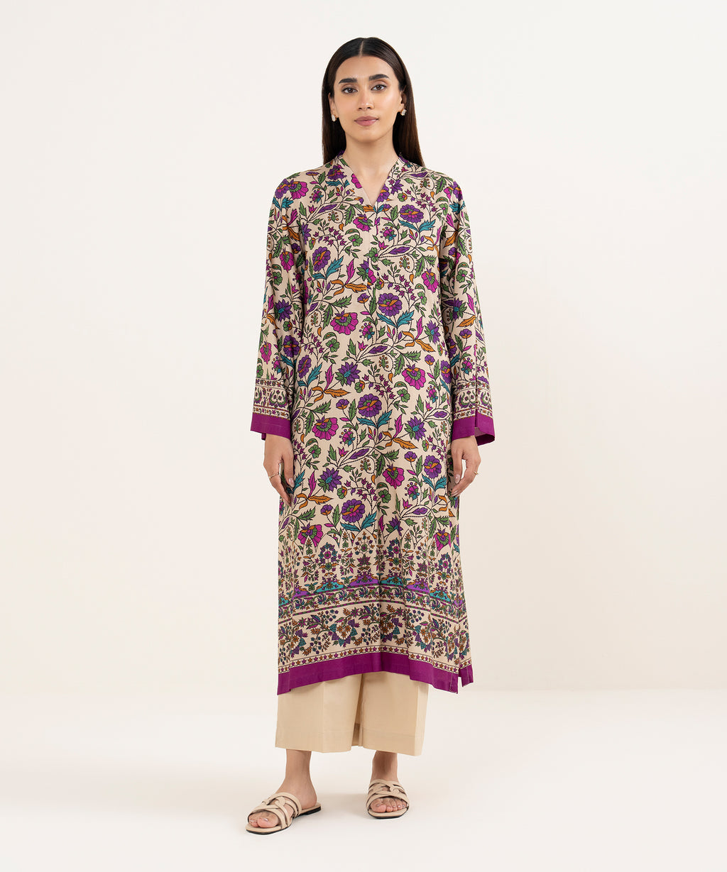 Women's RTW Arabic Lawn Multi Printed Straight Shirt