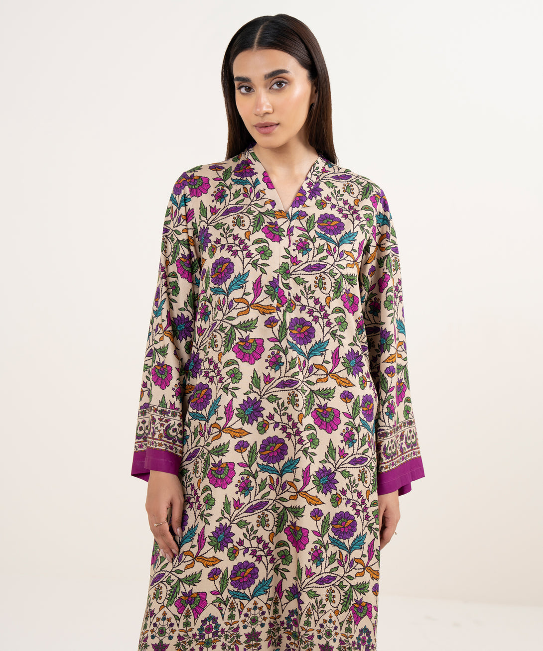 Women's RTW Arabic Lawn Multi Printed Straight Shirt