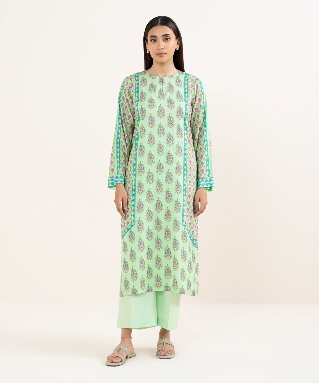 Women's RTW Arabic Lawn Multi Printed Straight Shirt