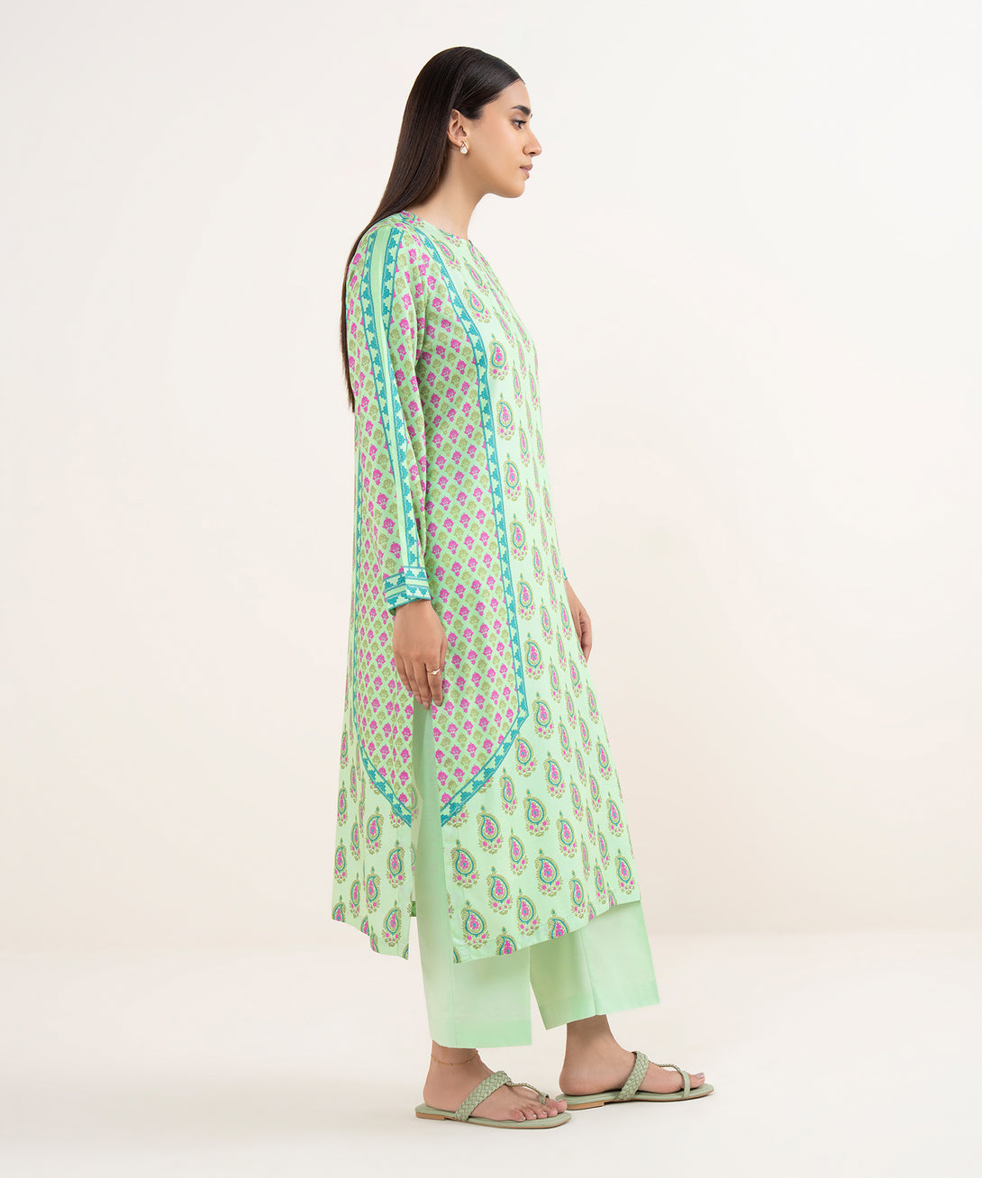 Women's RTW Arabic Lawn Multi Printed Straight Shirt