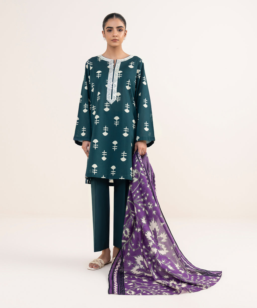 Fine Volie Purple Printed Dupatta