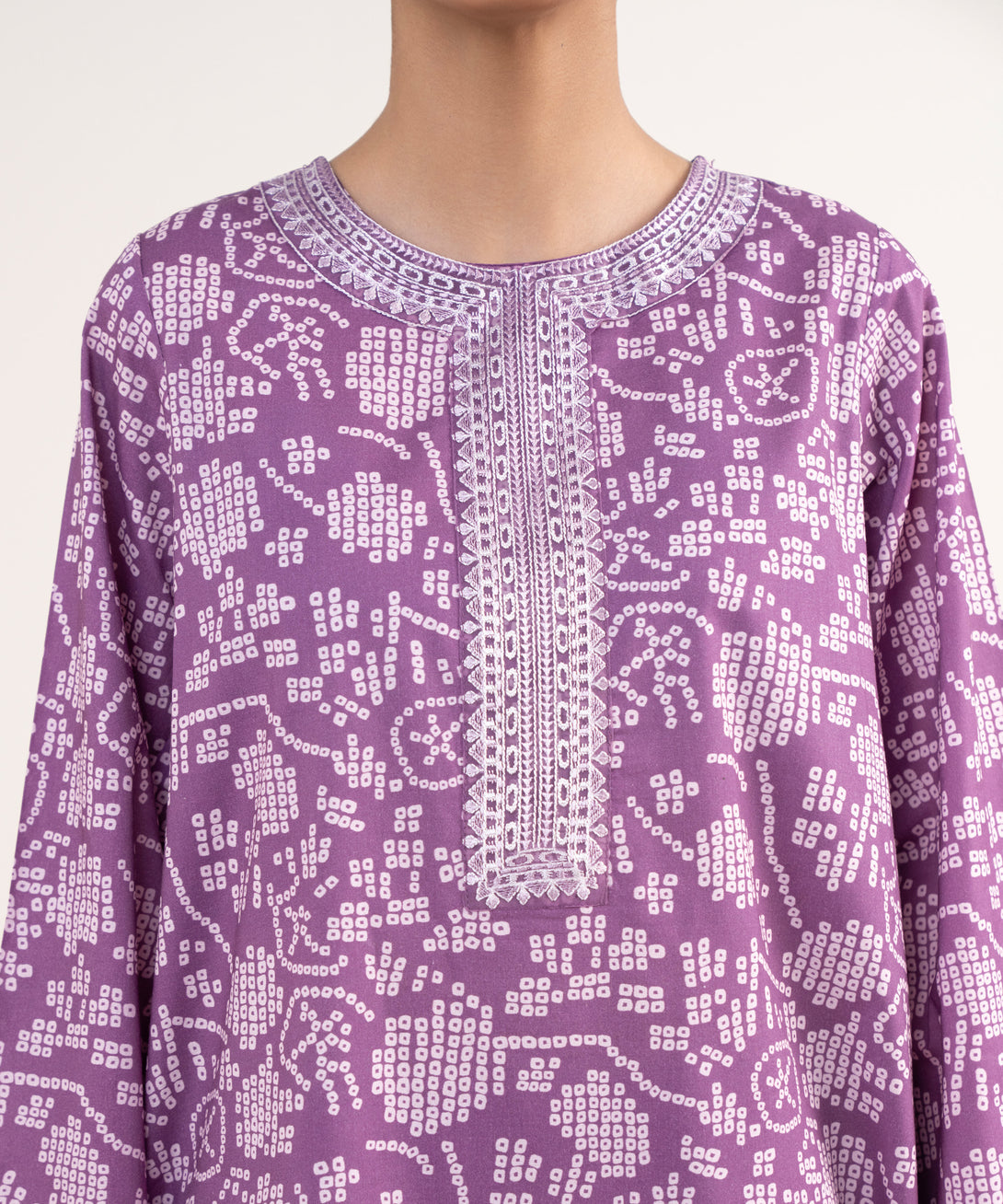Women's RTW Lawn Purple Embroidered Straight Shirt