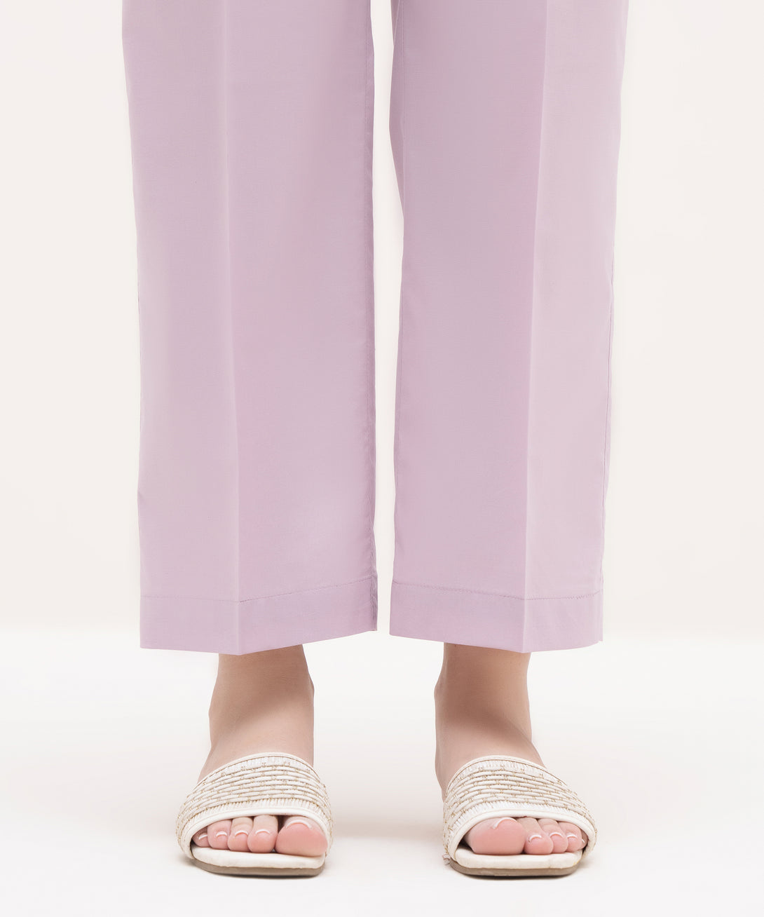 Women's RTW Cambric Purple Solid Straight Pants