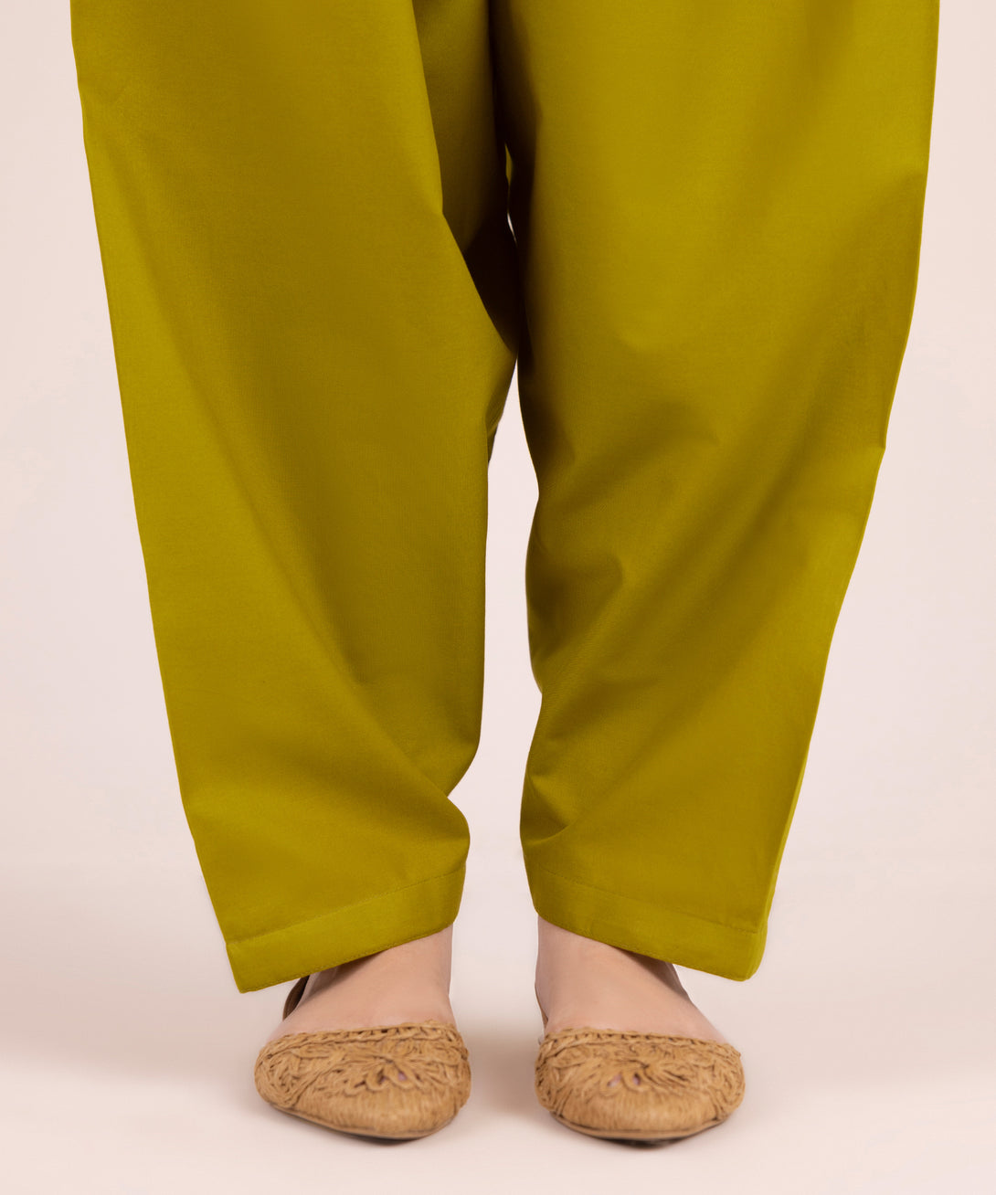 Women's RTW Cambric Solid Yellow Shalwar