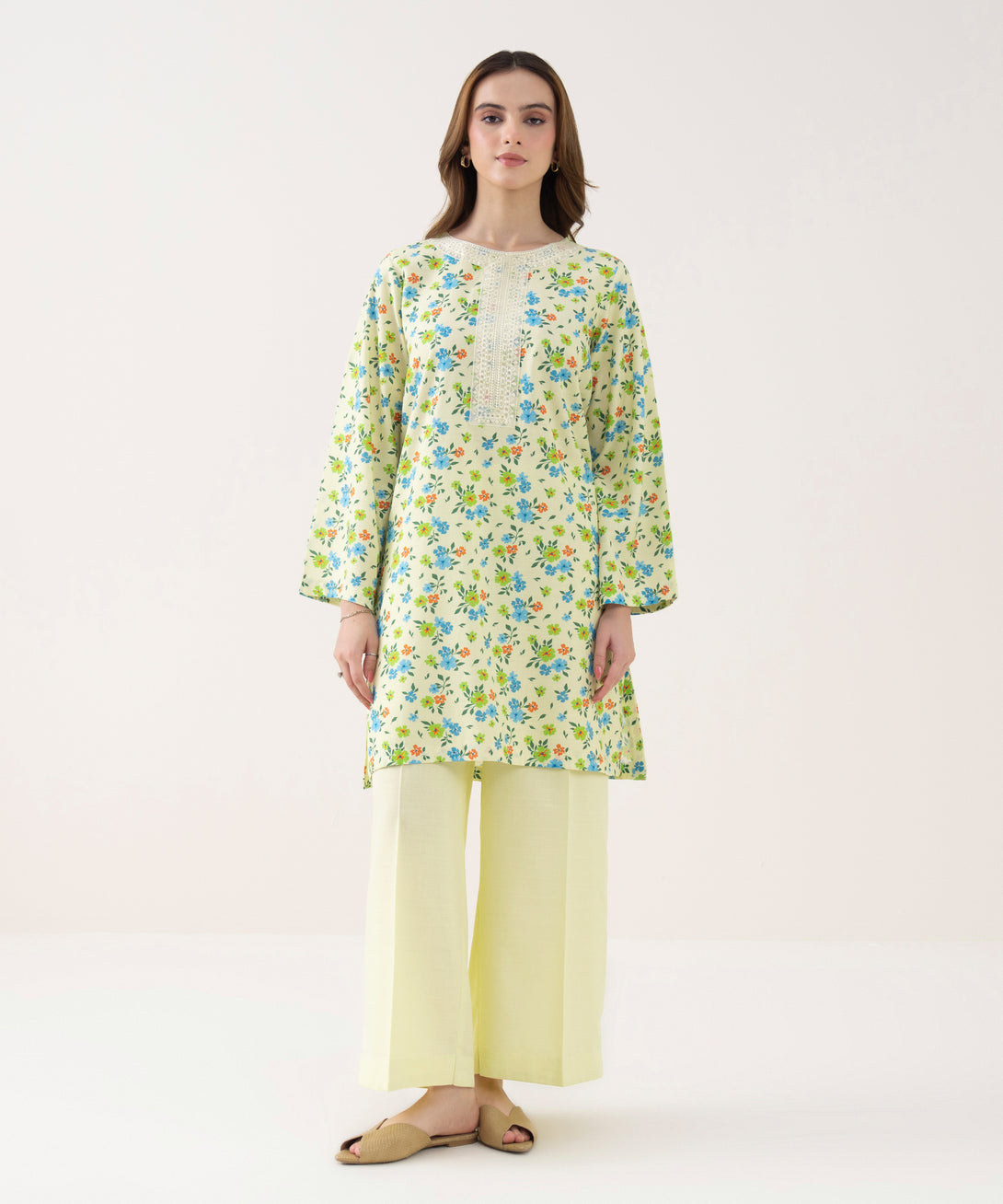Women's RTW Cotton Viscose Embroidered Straight Multi Shirt