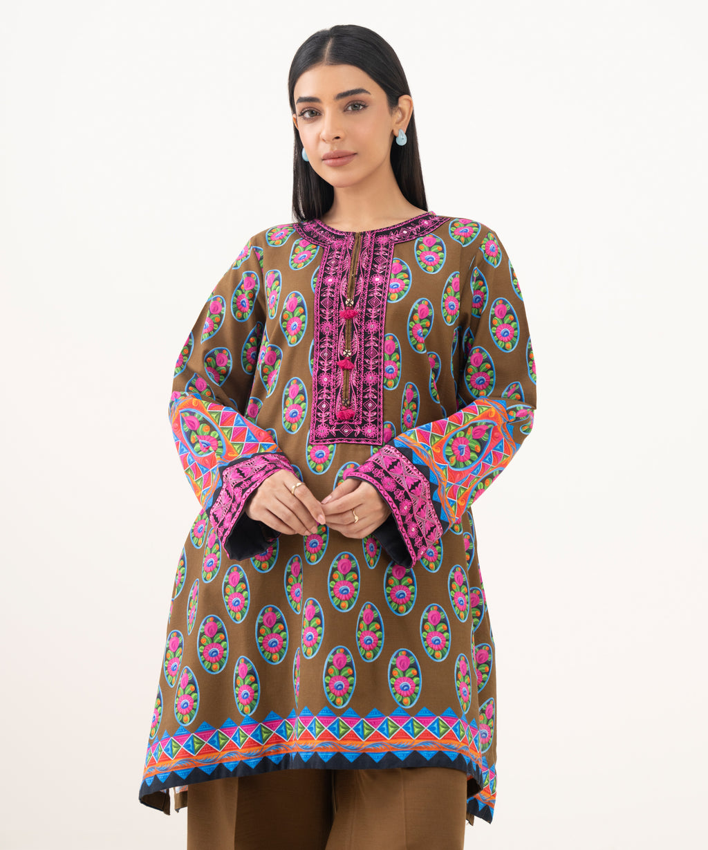 Embroidered Light Khaddar Shirt