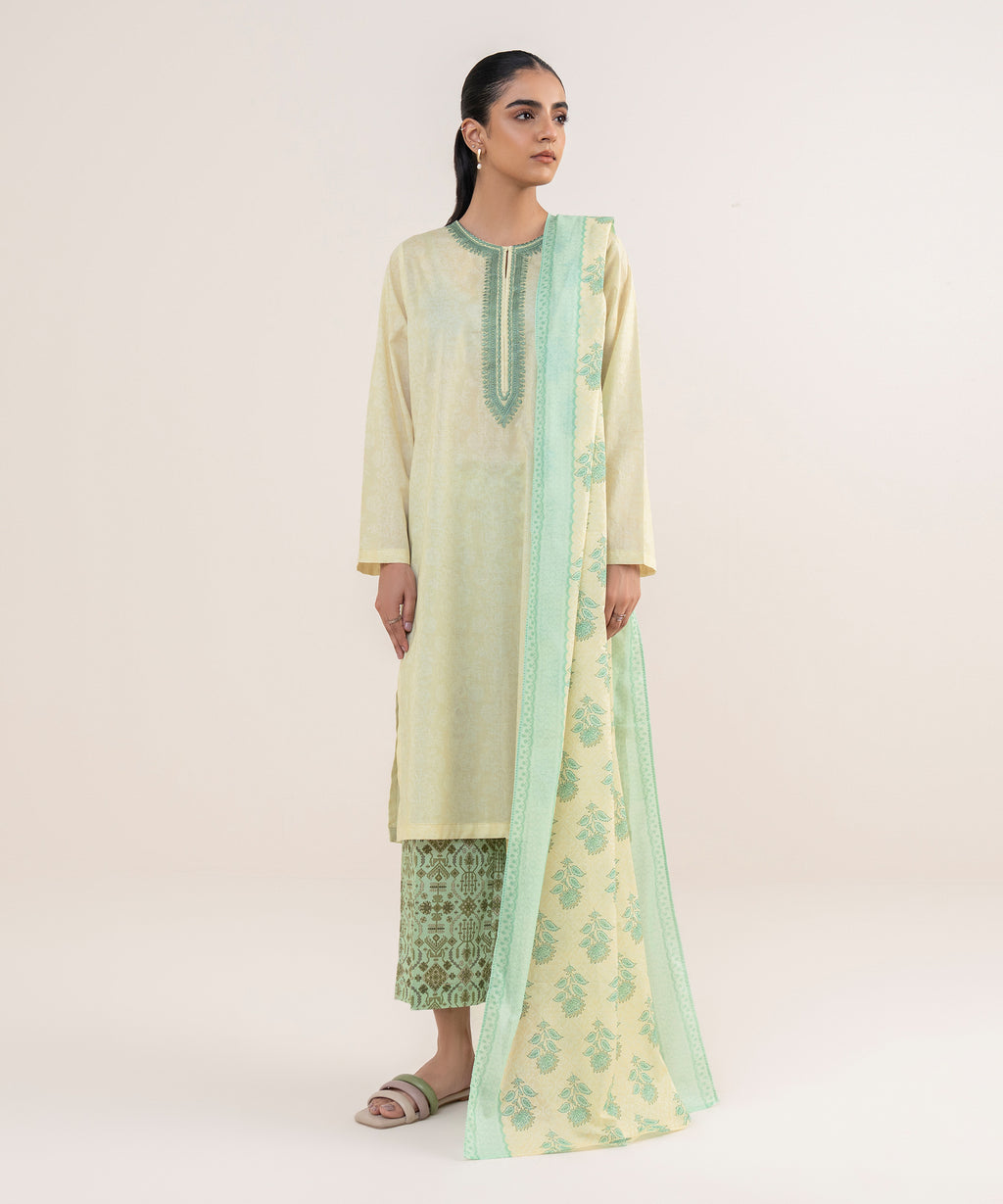 Fine Volie Yellow Printed Dupatta