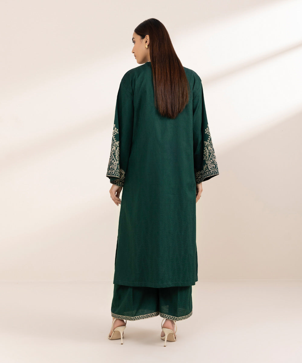 Women's Pret Cambric Green Embroidered Boxy Shirt