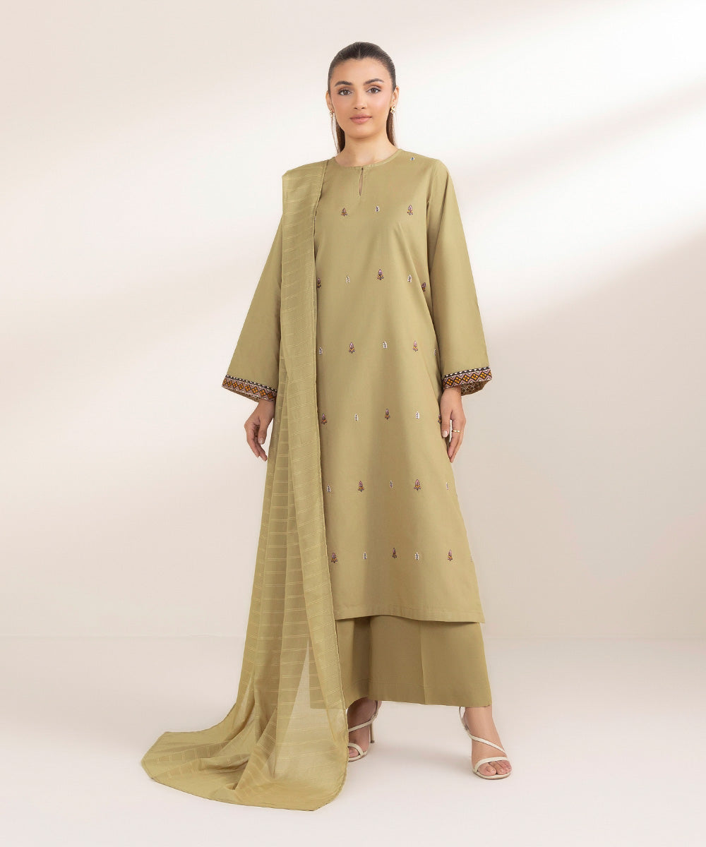 Zari Voile Beige Solid Dupatta