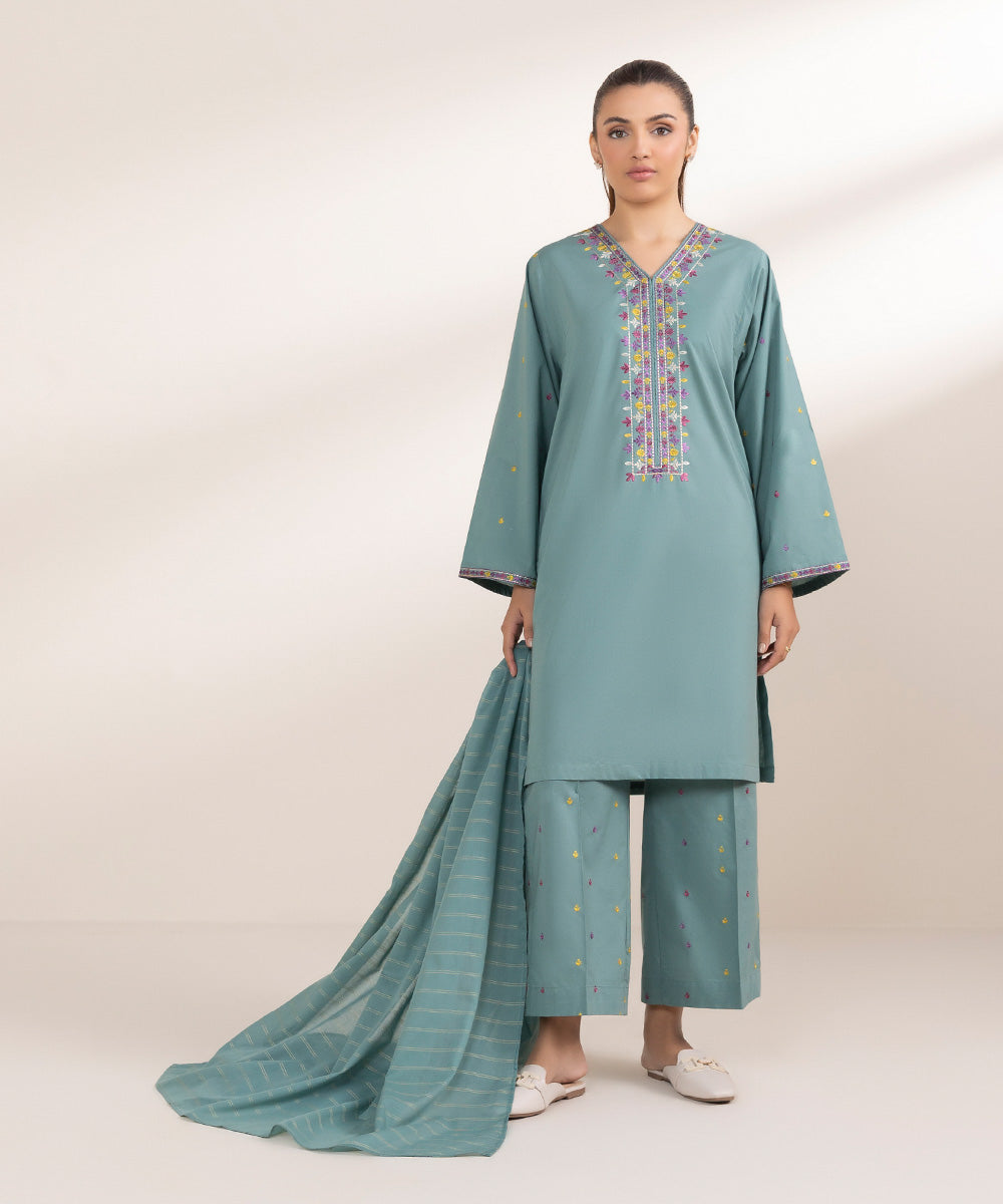 Zari Voile Blue Solid Dupatta