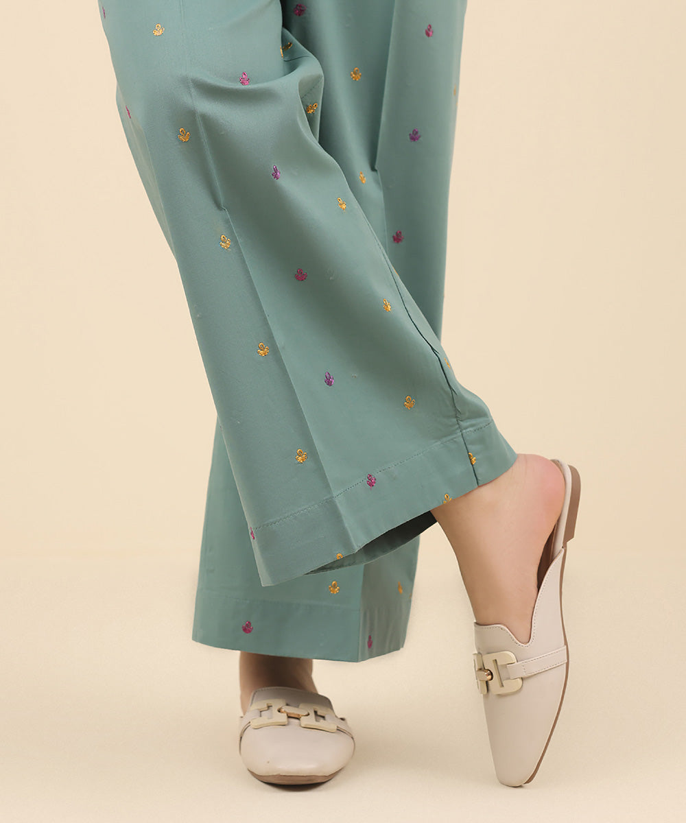 Women's Pret Cambric Blue Embroidered Culottes