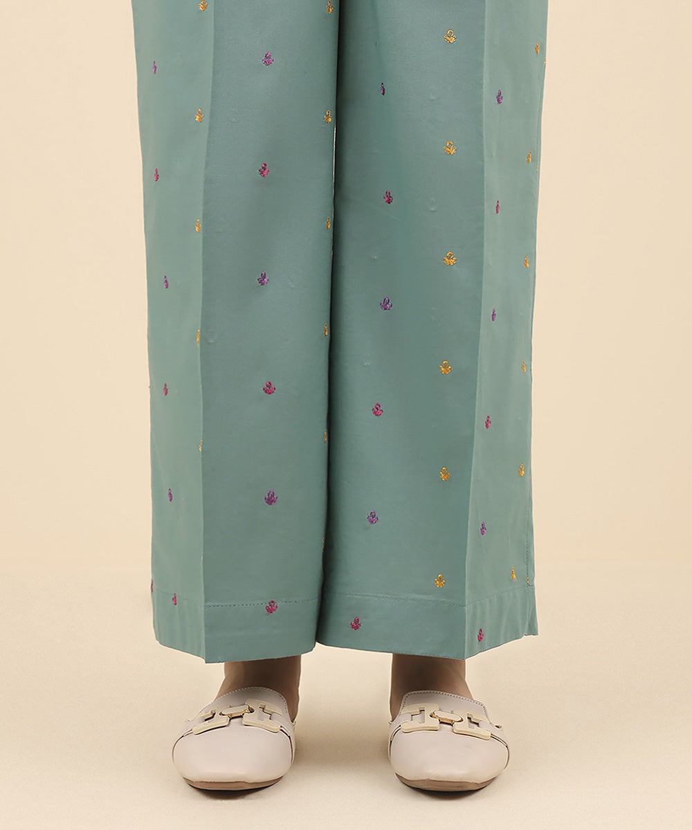 Women's Pret Cambric Blue Embroidered Culottes