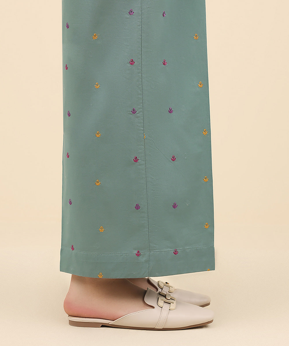 Women's Pret Cambric Blue Embroidered Culottes