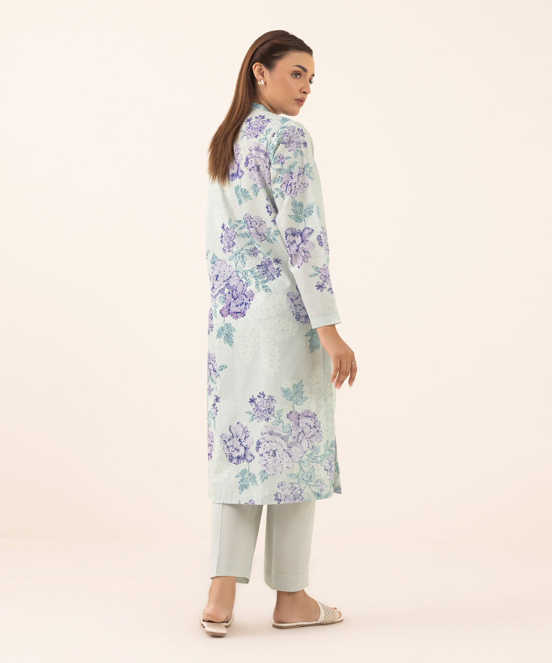 Women's RTW Cross Hatch Grey Printed A-Line Shirt