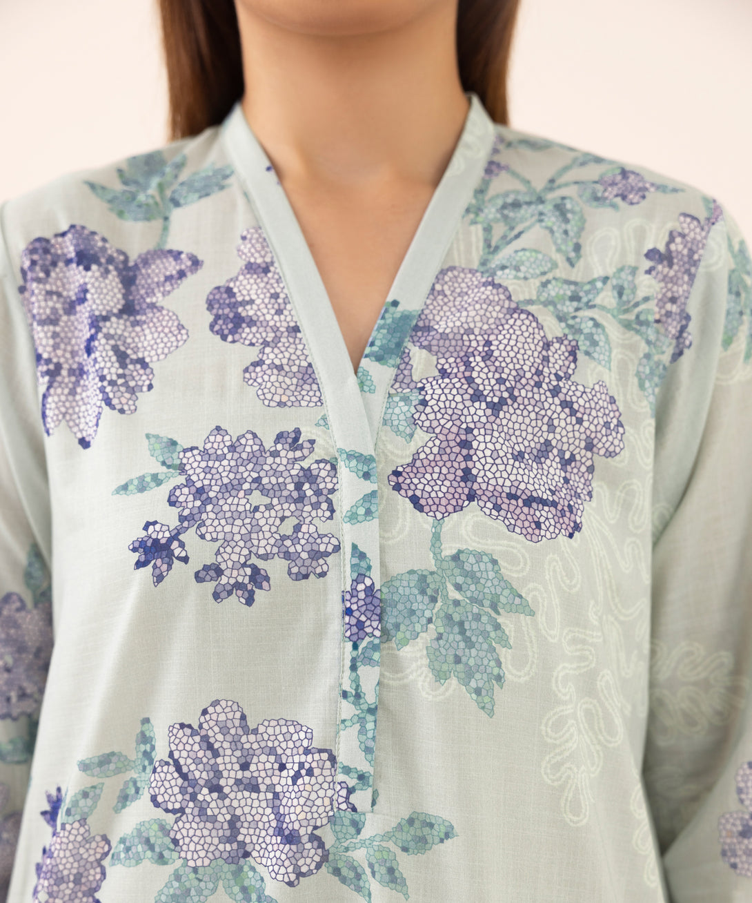 Women's RTW Cross Hatch Grey Printed A-Line Shirt