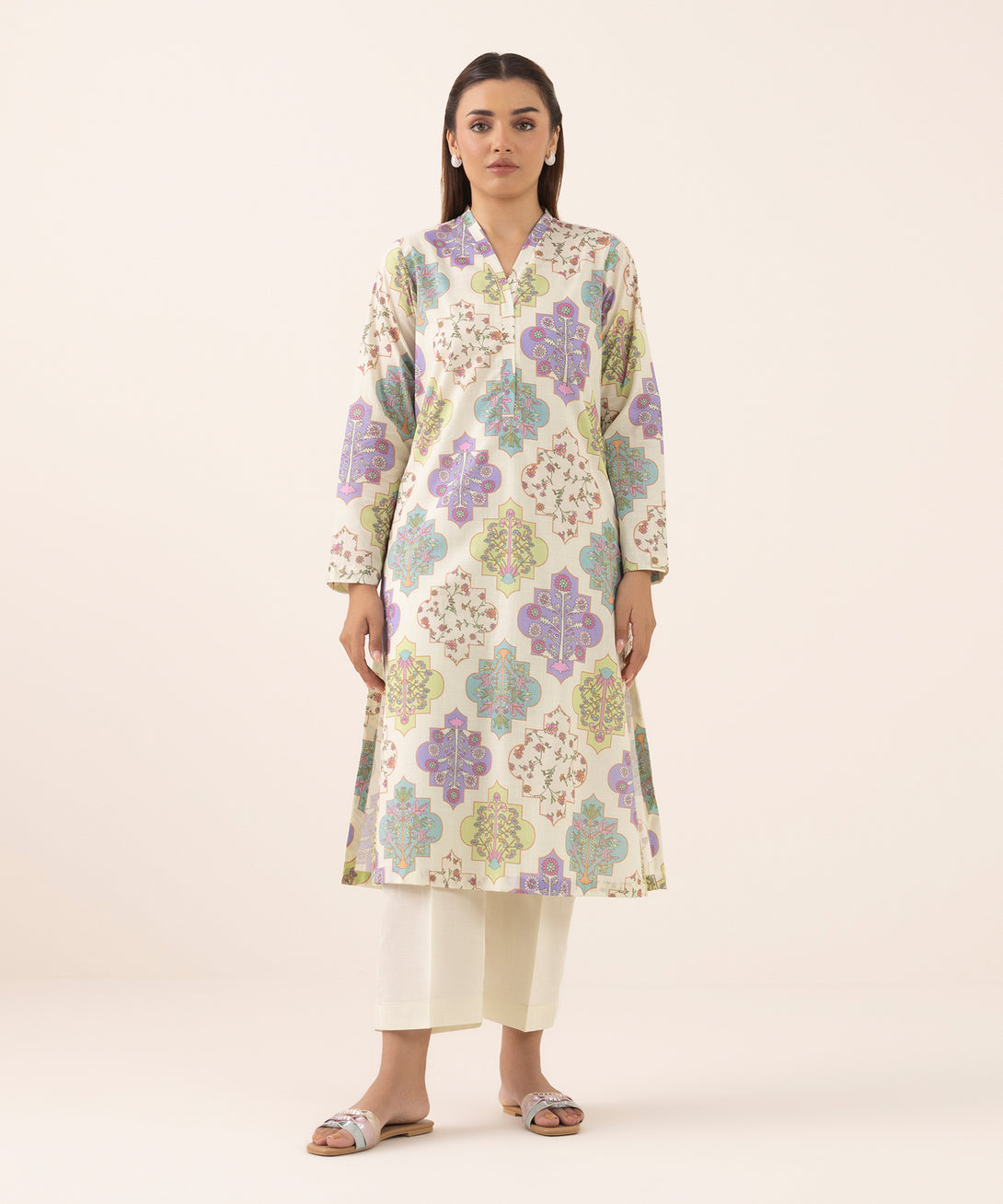 Women's RTW Cross Hatch Multi Printed A-Line Shirt