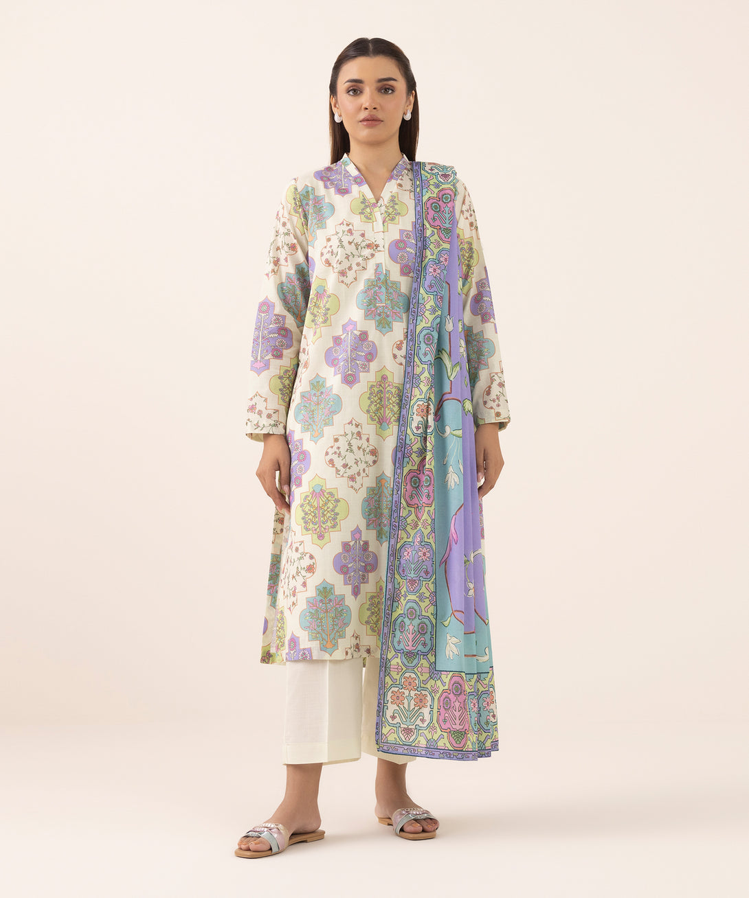 Women's RTW Cross Hatch Multi Printed A-Line Shirt