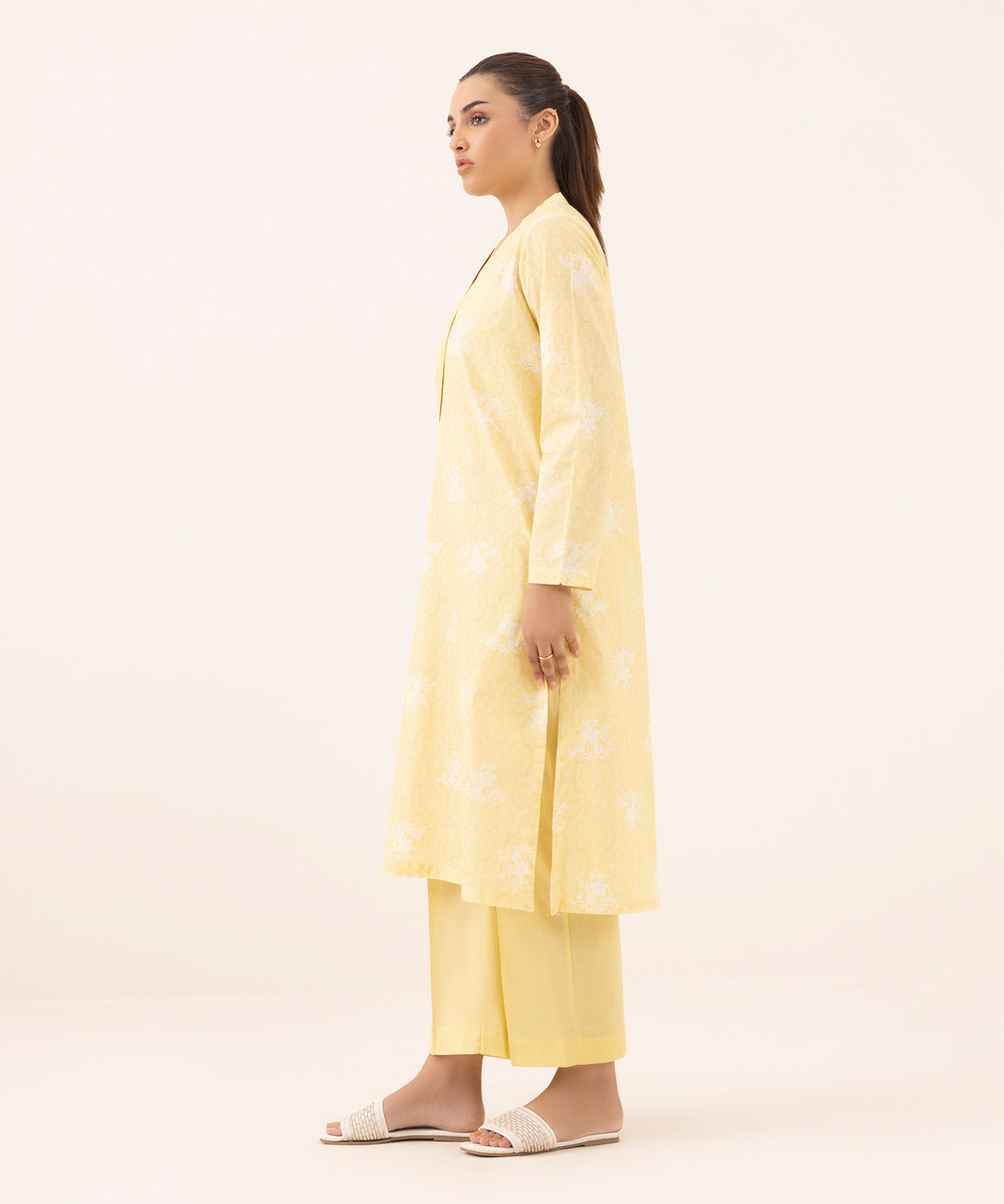 Women's RTW Cross Hatch Yellow Printed A-Line Shirt