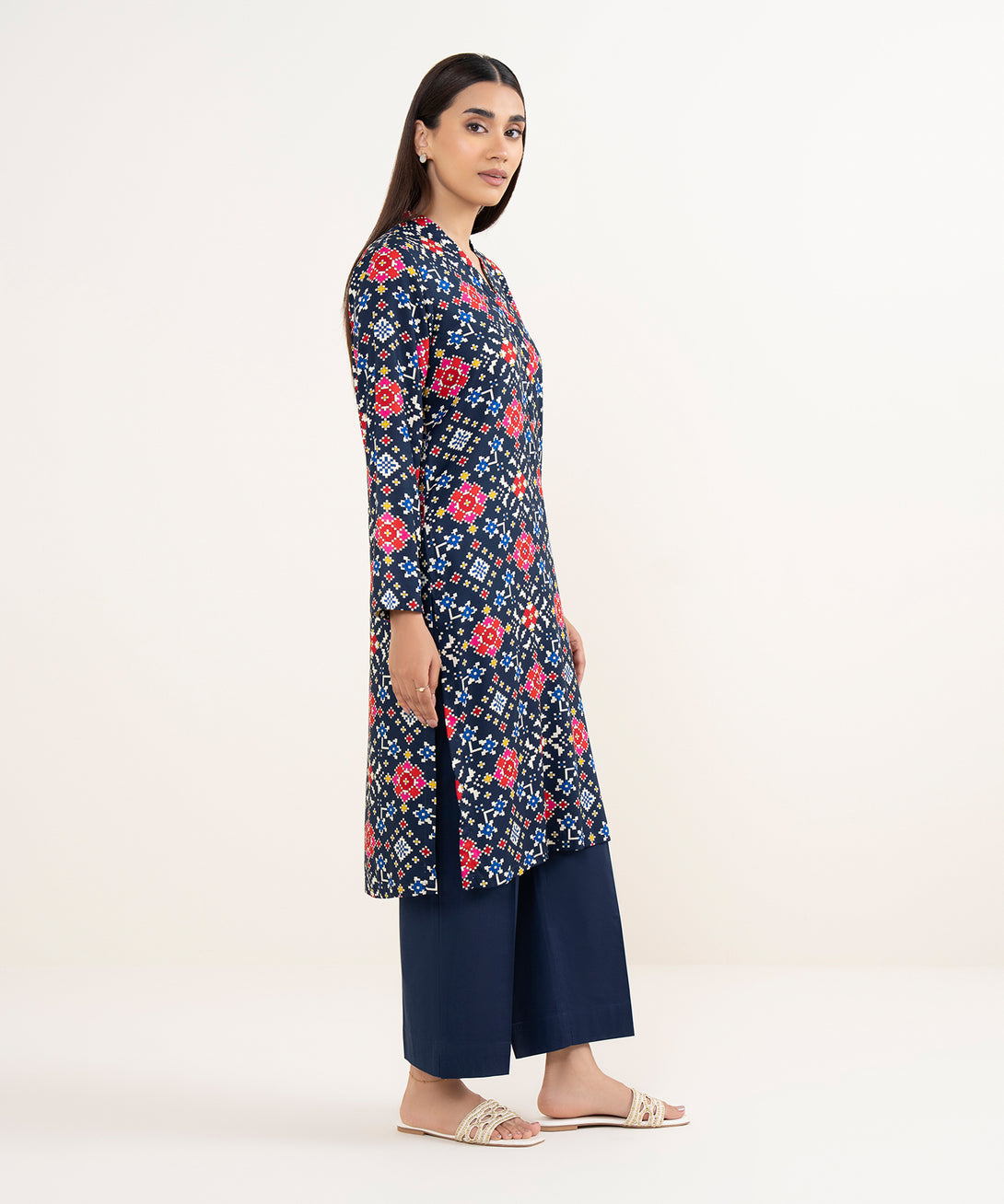 Women's RTW Arabic Lawn Multi Printed Straight Shirt