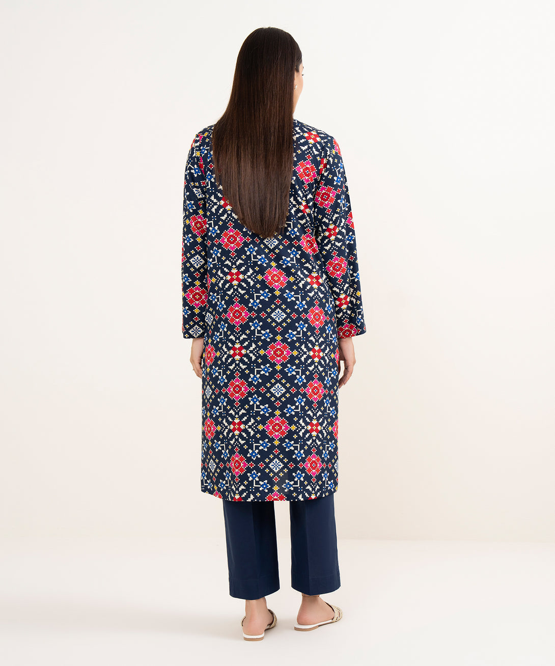 Women's RTW Arabic Lawn Multi Printed Straight Shirt