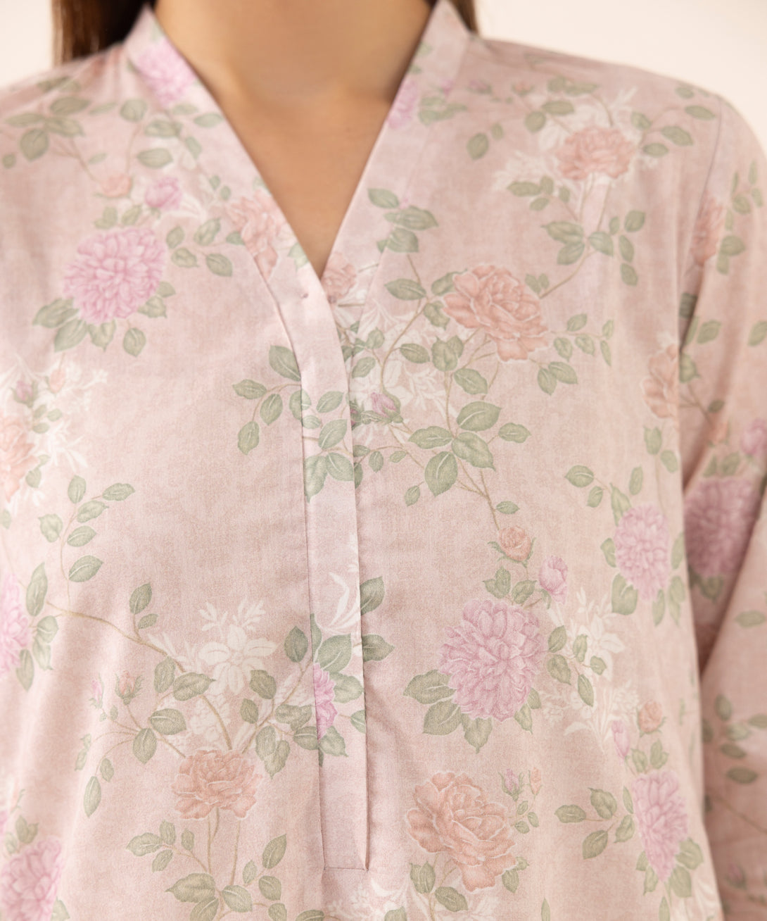 Women's RTW Lawn Pink Printed A-Line Shirt
