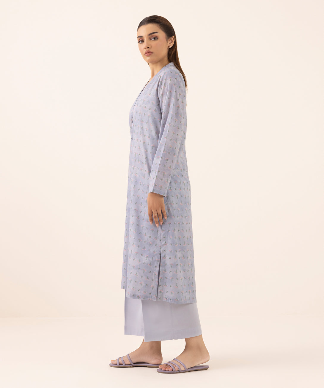 Women's RTW Lawn Blue Printed A-Line Shirt