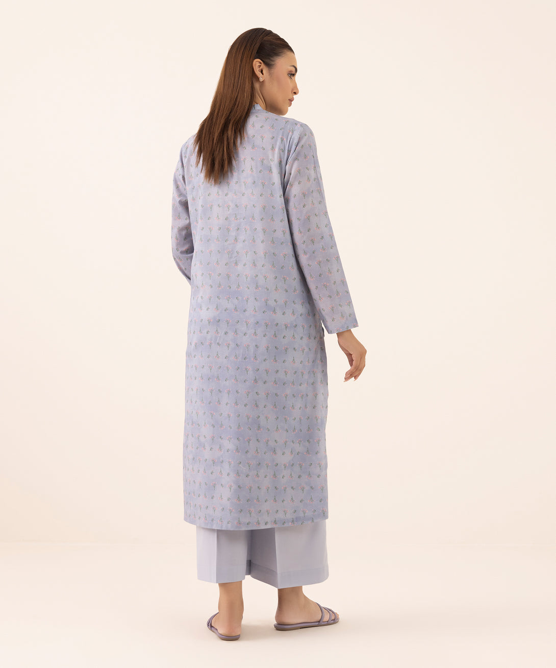 Women's RTW Lawn Blue Printed A-Line Shirt