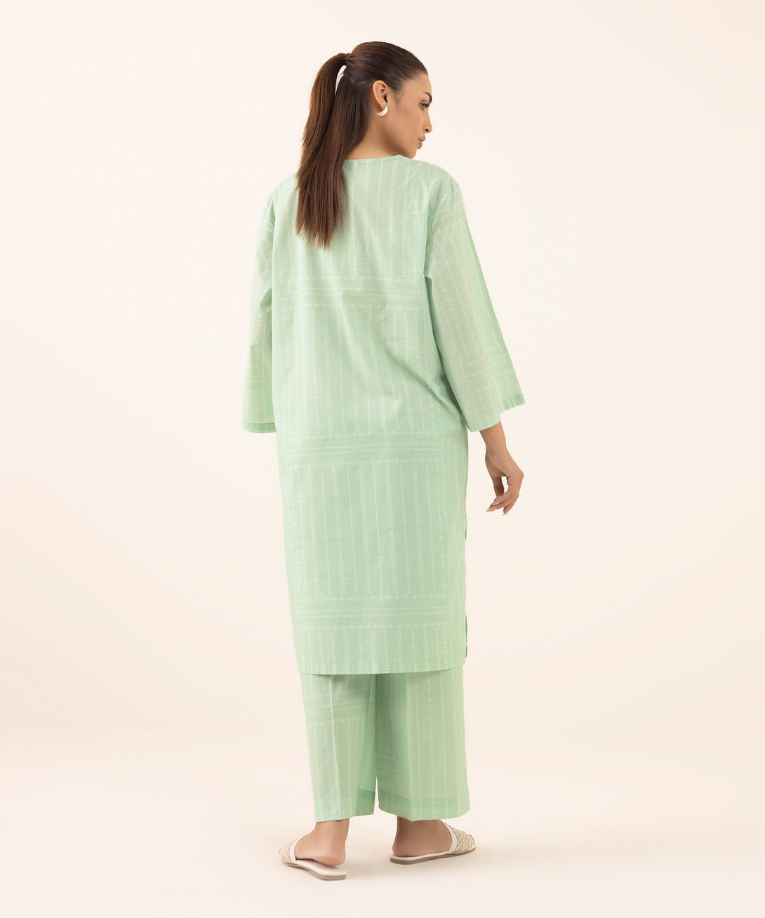 Women's RTW Lawn Green Printed A-Line Shirt