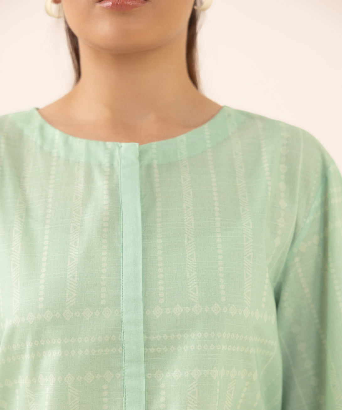 Women's RTW Lawn Green Printed A-Line Shirt