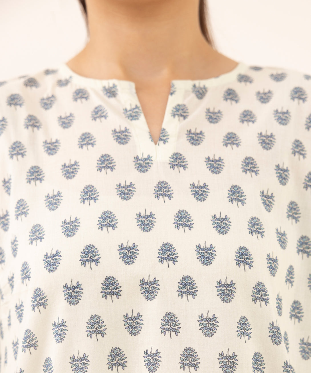 Women's RTW Lawn Off White Printed Boxy Shirt