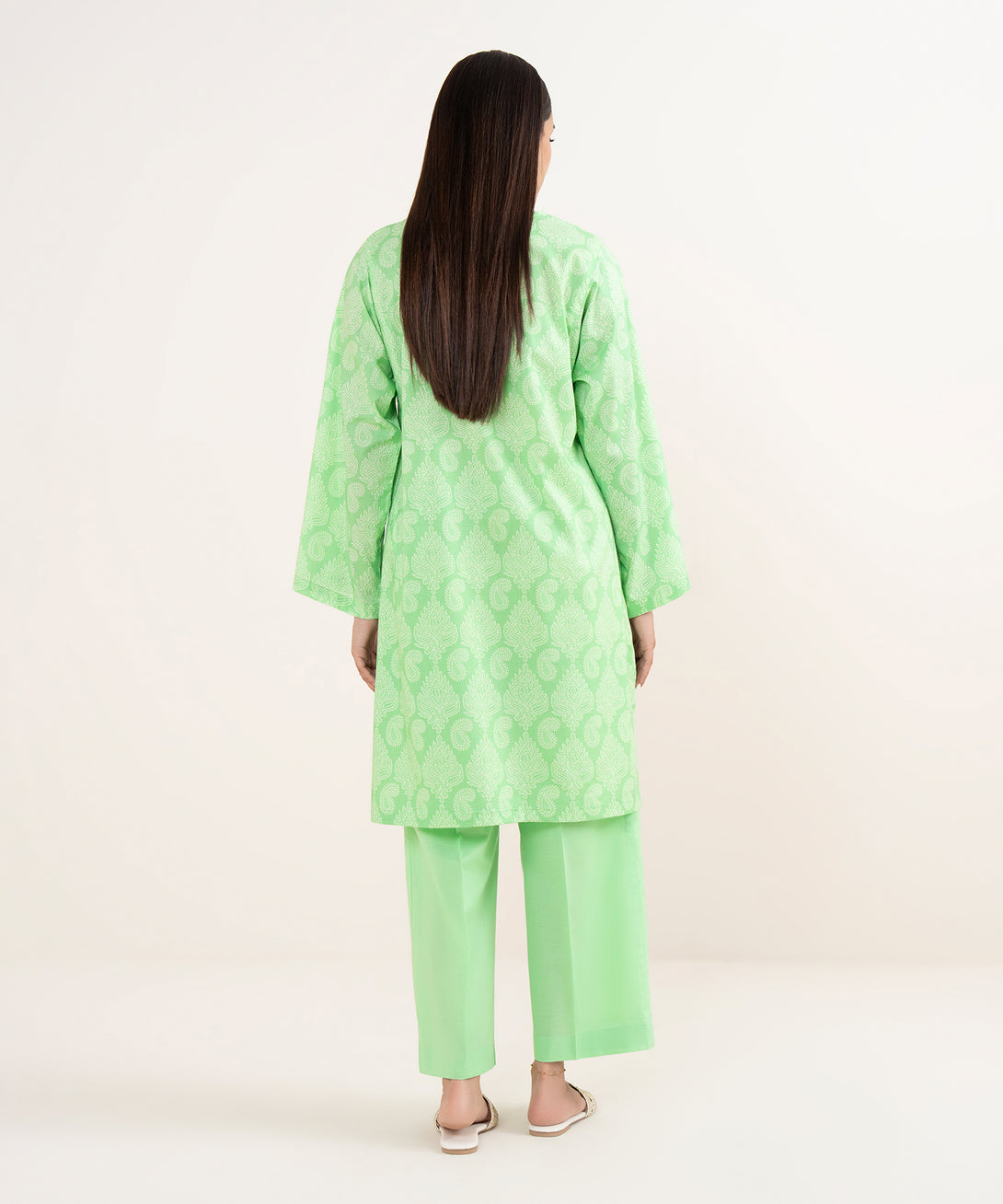 Women's RTW Lawn Green  Embroidered Straight Shirt