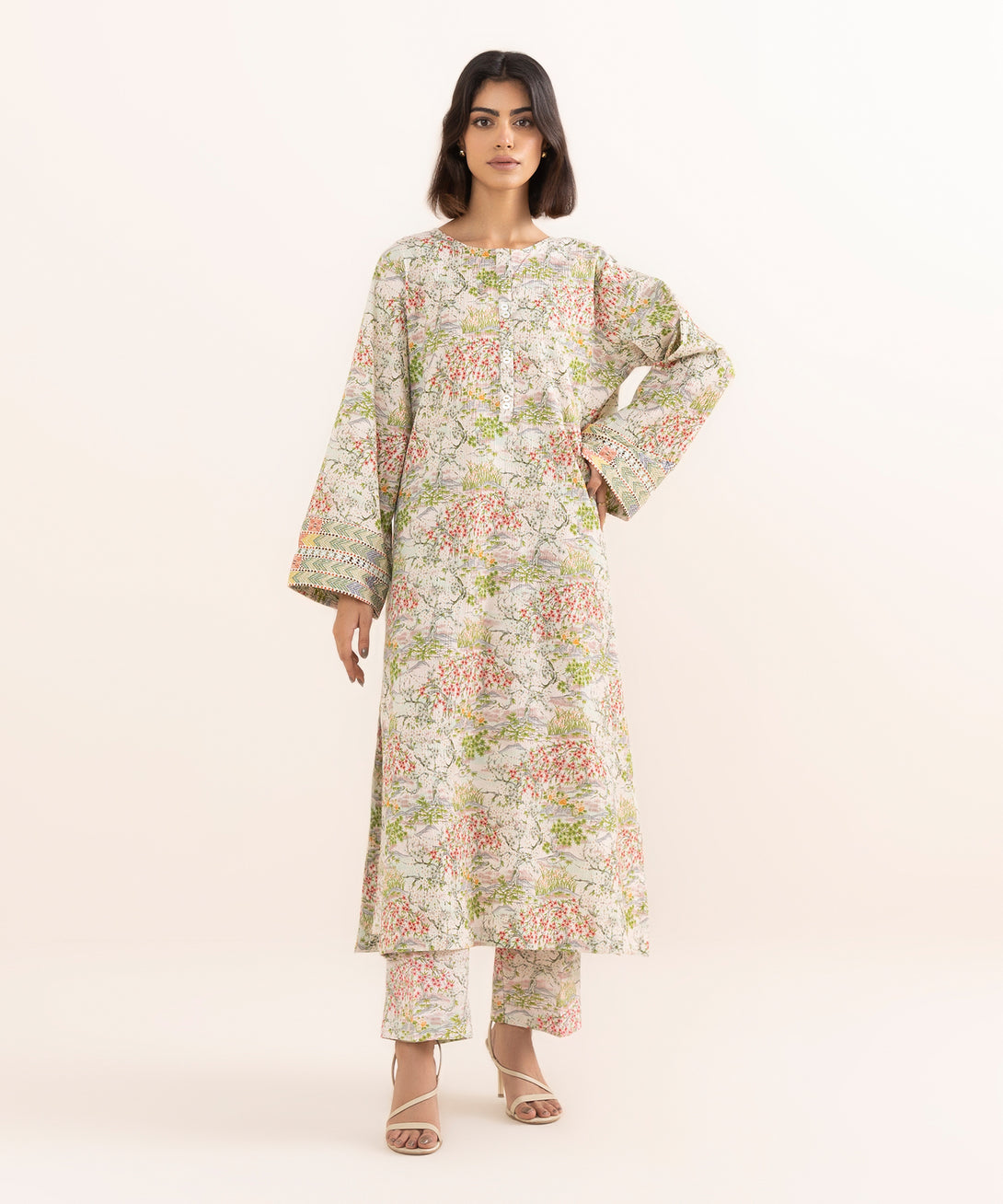 Women's RTW Seersucker Multi Printed A-Line Shirt