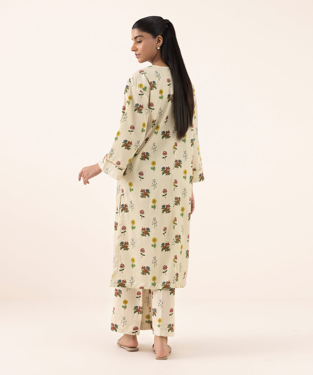Women's RTW Seersucker Multi Printed Drop Shoulder Shirt