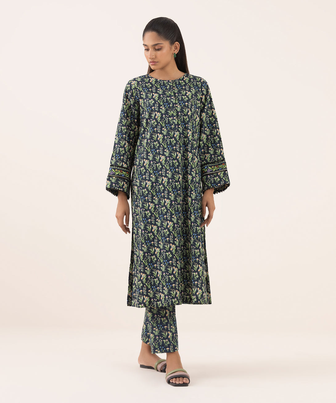 Women's RTW Seersucker Multi Printed A-Line Shirt