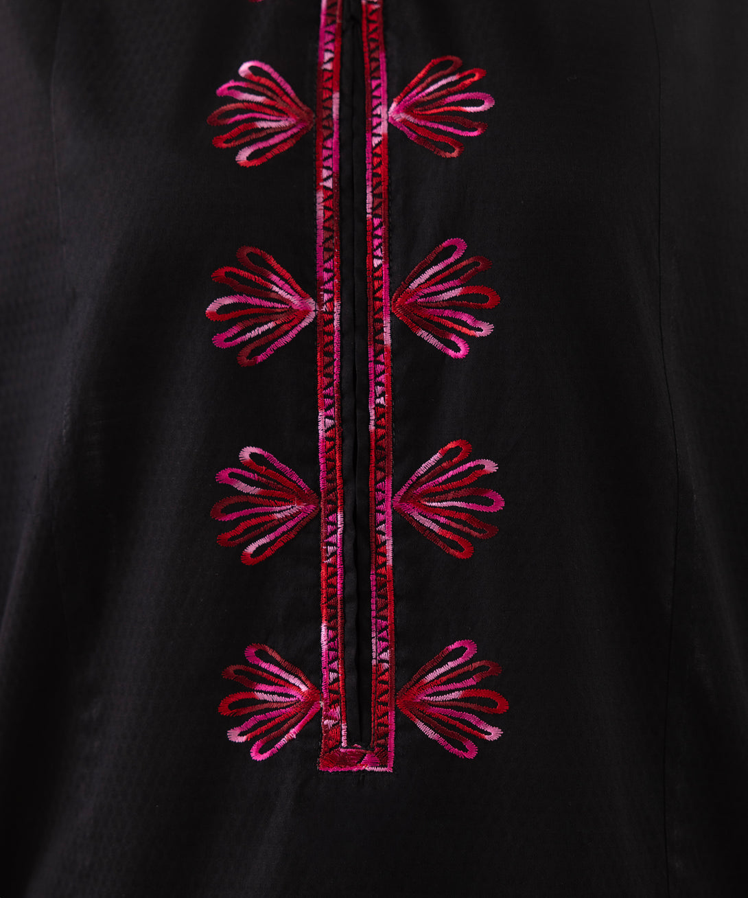 Women's RTW Dobby Black Embroidered Boxy Shirt