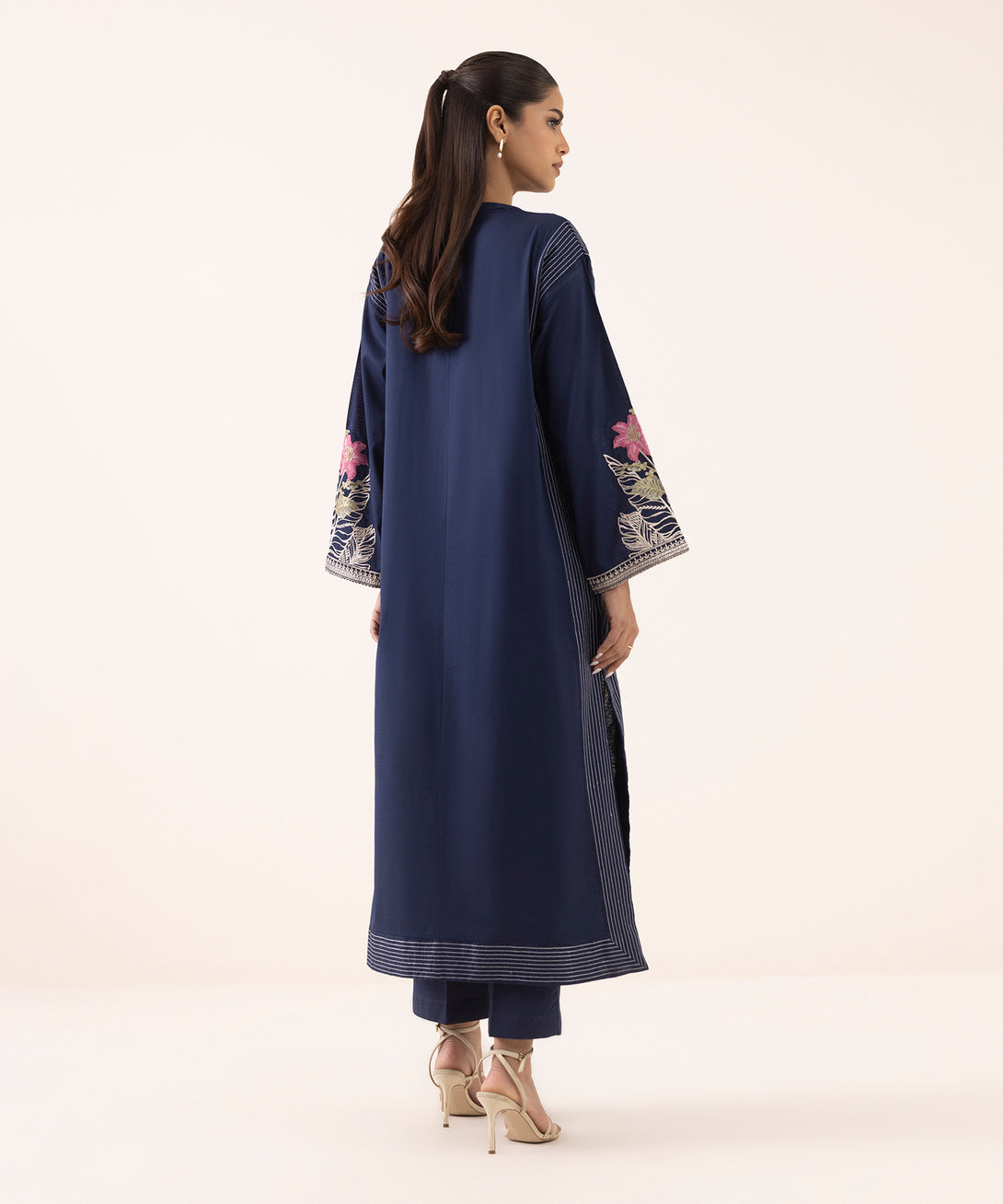 Women's RTW Dobby Blue Embroidered Boxy Shirt