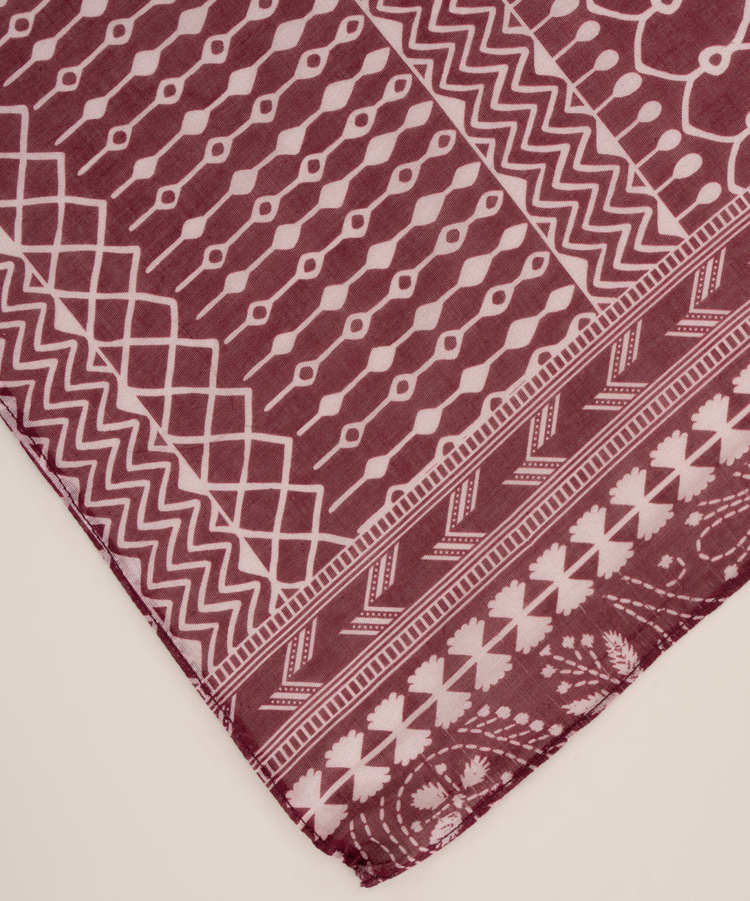 Women's Fine Voile Maroon Printed Dupatta