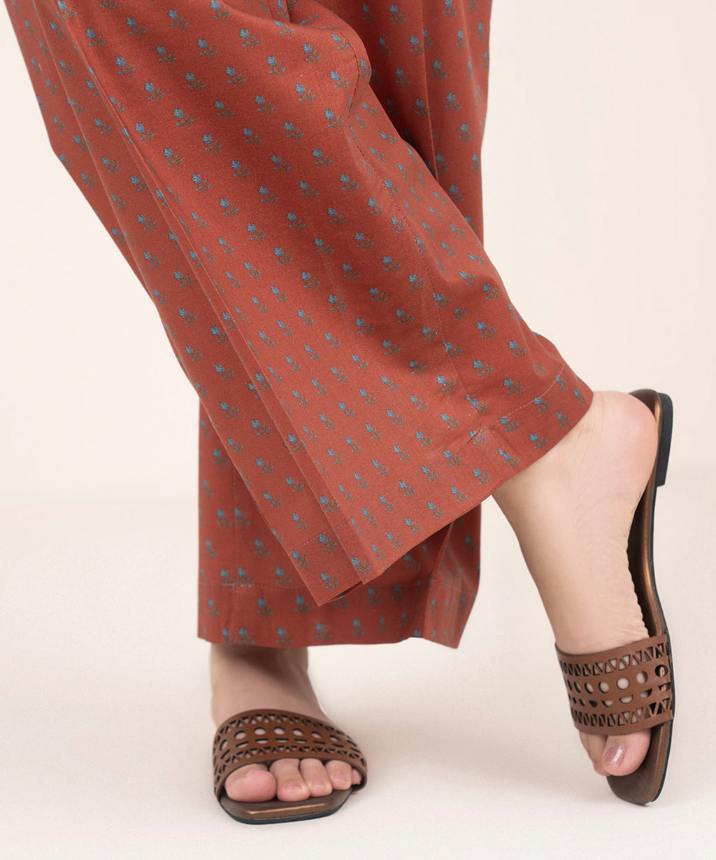 Women's RTW Cambric Brown Printed Wide Culotte
