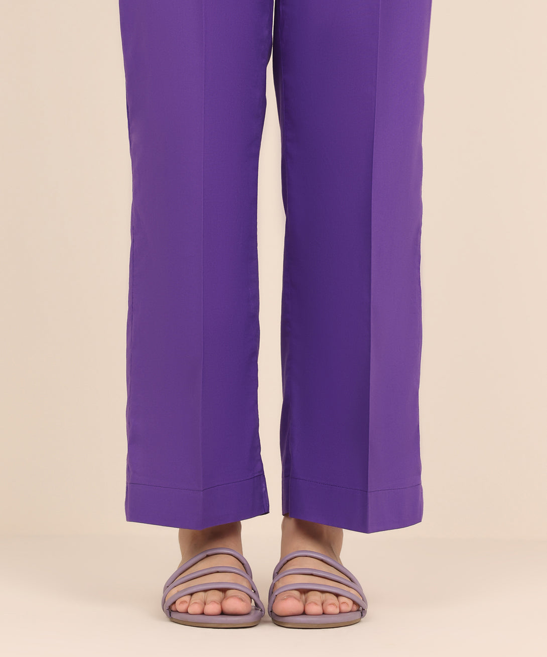 Women's RTW Cambric Purple Solid Straight Pants