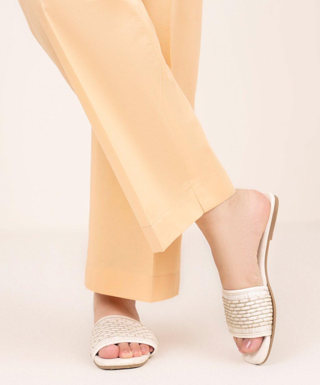 Women's RTW Cambric Peach Printed Straight Pants