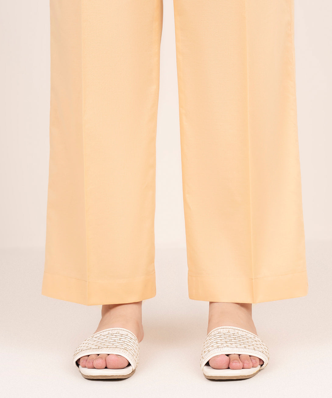 Women's RTW Cambric Peach Printed Straight Pants