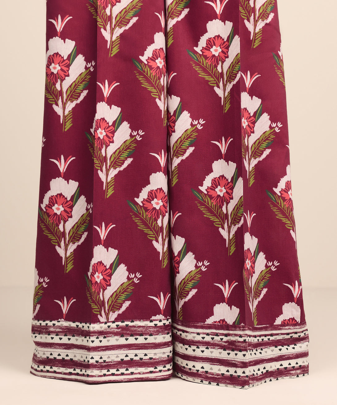 Women's RTW Cotton Viscose Red Printed Flared Pants